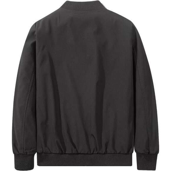 Men's Black Stylish Lightweight Windbreaker Spring Fall Casual Bomber Jacket - Picture 3 of 6